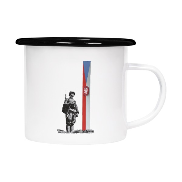 Plecháček - smaltový lem s potiskem plecháček hraničář + ČS armáda 1918-1938